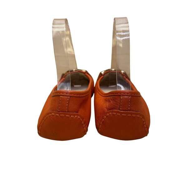 Michael Kors Women’s Orange Leather Rubber Sole Metallic Logo Flats Size 6M - Picture 7 of 8